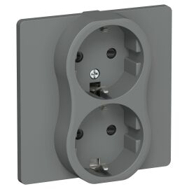 FLITE Розетка 2-местная с заземлением с защитными шторками безвинтовое крепление 16А РСш12-1-К-ФлМА 