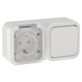 TORS Блок розетка + выключатель горизонтальный 16А IP55 TS342 белый IEK