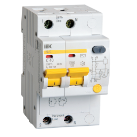 Автомат дифференциальный АД12 2Р 40А 100мА, IEK MAD10-2-040-C-100