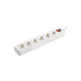 Удлинитель с выкл., 6 мест, 2Р+PЕ/5м, 3х1мм2, 16А/250В, IEK WYP10-16-06-05-ZK-N
