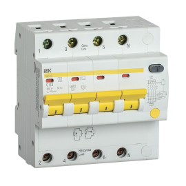 Автомат дифференциальный АД14S 4Р 63А 100мА, IEK MAD13-4-063-C-100