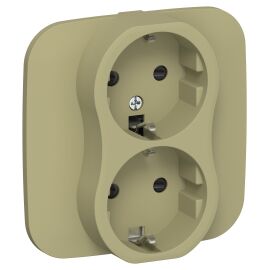 FLITE Розетка 2-местная с заземлением с защитными шторками безвинтовое крепление 16А РСш12-1-А-ФлО о