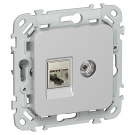 FLITE Розетка 2-местная RJ45/TV категория 6 STP РКТВ6-2-1-ФлА алюминий IEK