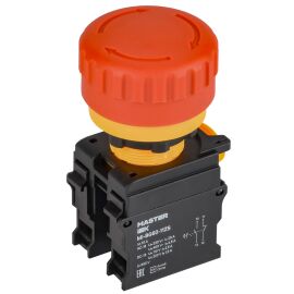 Кнопка "Грибок" поворотная с фиксацией 1NO+1NC красная MASTER IEK