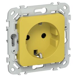 FLITE Розетка с заземлением без защитных шторок 16А РС11-0-ФлЖК желтый карри IEK