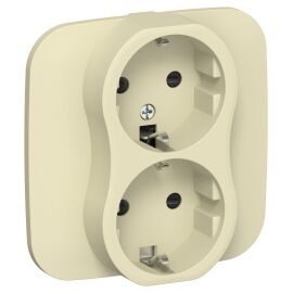 FLITE Розетка 2-местная с заземлением с защитными шторками безвинтовое крепление 16А РСш12-1-А-ФлН н