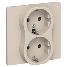 FLITE Розетка 2-местная с заземлением с защитными шторками безвинтовое крепление 16А РСш12-1-К-ФлЛ л