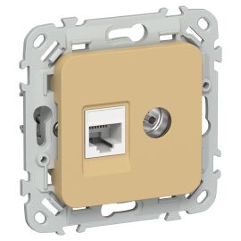 FLITE Розетка 2-местная RJ45/TV категория 5Е UTP РКТВ5е-2-0-ФлШм шамуа IEK