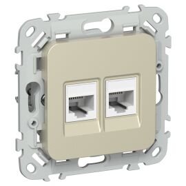 FLITE Розетка 2-местная RJ45/RJ11 категория 6/3 UTP РКТ6/3-2-0-ФлШ шампань IEK