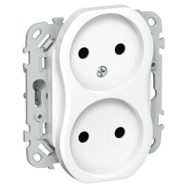 FLITE Розетка 2-местная без заземления без защитных шторок безвинтовое крепление 10А РС02-1-ФлБ белы