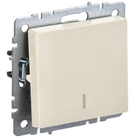 BRITE Выключатель 1-клавишный проходной с индикацией 10А ВС10-1-7-БрКр бежевый IEK