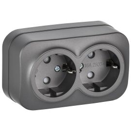 GLORY Розетка 2-местная для открытой установки с заземлением с защитными шторками 16А РСш22-3-ХСм ст