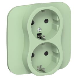 FLITE Розетка 2-местная с заземлением с защитными шторками 16А РСш12-0-А-ФлФ фисташковый IEK