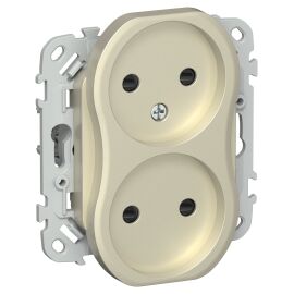 FLITE Розетка 2-местная без заземления с защитными шторками 10А РСш02-0-ФлШ шампань IEK