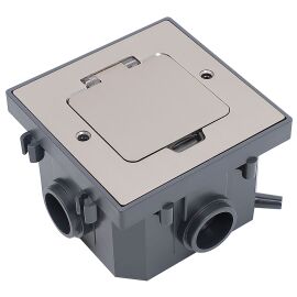 PRIMER Лючок в бетонный пол с коробкой и установочным комплектом на 2 модуля IP44 матовый никель IEK