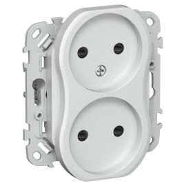 FLITE Розетка 2-местная без заземления с защитными шторками безвинтовое крепление 10А РСш02-1-ФлЖ же