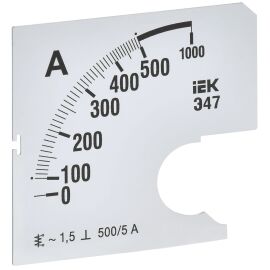 Шкала сменная для амперметра Э47 500/5А класс точности 1,5 72х72мм IEK