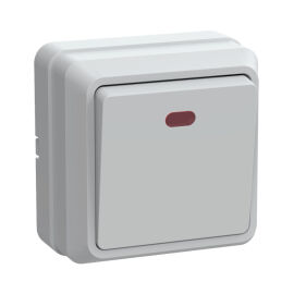 Выключатель 1-клавишный с индикацией, 10А, ВС20-1-1-ОБ, белый, IEK EVO11-K01-10-DC