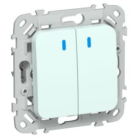 FLITE Выключатель 2-клавишный кнопочный с индикацией 10А ВС12-2-1-ФлХЛ холодный лед IEK