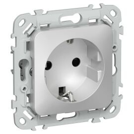 FLITE Розетка с заземлением с защитными шторками безвинтовое крепление 16А РСш11-1-ФлА алюминий IEK