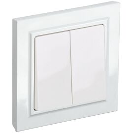 BRITE Выключатель 2-клавишный 10А в сборе ВСР10-2-0-БрБ белый IEK