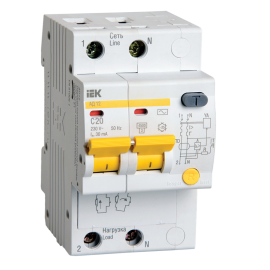 Автомат дифференциальный АД12 2Р 20А 30мА, IEK MAD10-2-020-C-030