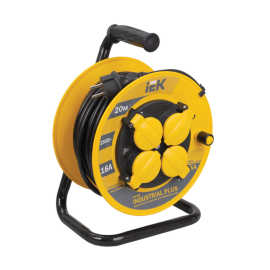 Удлинитель на катушке с т/з, 4 места, 2Р+PЕ/20м, 3х1,5мм2, IP44, IEK WKP15-16-04-20-44