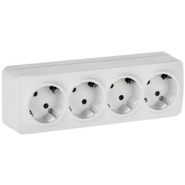 GLORY Розетка 4-местная для открытой установки с заземлением без защитных шторок 16А РС24-3-ХБм белы