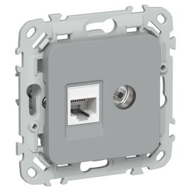 FLITE Розетка 2-местная RJ45/TV категория 6 UTP РКТВ6-2-0-ФлС серый IEK