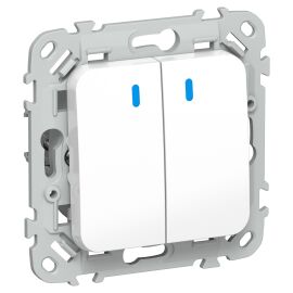 FLITE Выключатель 2-клавишный с индикацией 10А ВС12-1-1-ФлБ белый IEK