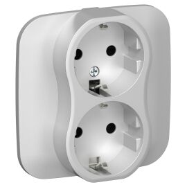 FLITE Розетка 2-местная с заземлением без защитных шторок 16А РС12-0-А-ФлА алюминий IEK