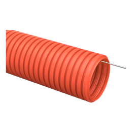 Труба гофрированная ПНД с протяжкой, d40мм, 15м, оранжевая, IEK CTG20-40-K04-015