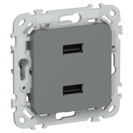 FLITE Розетка USB A+A 3,1А РЮ-2-ФлМА мокрый асфальт IEK