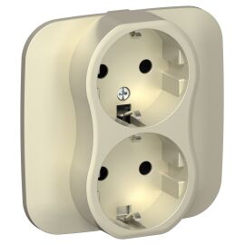 FLITE Розетка 2-местная с заземлением без защитных шторок безвинтовое крепление 16А РС12-1-А-ФлШ шам