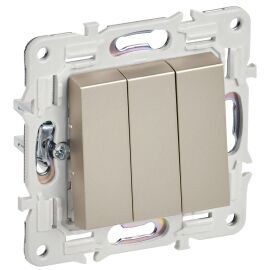 SKANDY Выключатель 3-клавишный 10А SK-V11Sh шампань IEK