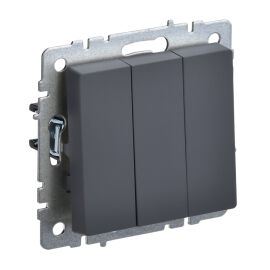 Выключатель 3-клавишный, 10А, ВС10-3-0-БрГ, графит, IEK BR-V30-0-10-K53