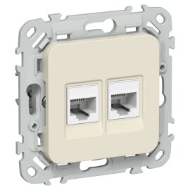 FLITE Розетка 2-местная RJ45/RJ11 категория 5Е/3 UTP РКТ5е/3-2-0-ФлСл сливочный IEK