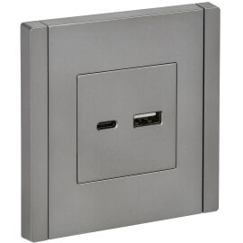 FORTE&PIANO Розетка USB A+C 18Вт FP551 сталь IEK