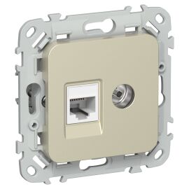 FLITE Розетка 2-местная RJ45/TV категория 5Е UTP РКТВ5е-2-0-ФлШ шампань IEK