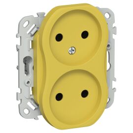 FLITE Розетка 2-местная без заземления без защитных шторок безвинтовое крепление 10А РС02-1-ФлЖК жел