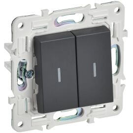 SKANDY Выключатель 2-клавишный с индикацией 10А SK-V09T титан IEK