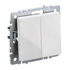 Выключатель 2-клавишный, 10А, ВС10-2-0-БрБ, белый, IEK BR-V20-0-10-K01