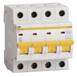 Выключатель автоматический ВА47-29 4Р 1А 4,5кА х-ка D, IEK MVA20-4-001-D