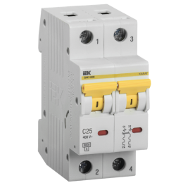 Выключатель автоматический ВА47-60М 2P 25A 6кА х-ка C, IEK MVA31-2-025-C