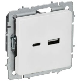 BRITE Розетка USB A+C 18Вт РЮ11-1-БрАБ арктический белый IEK