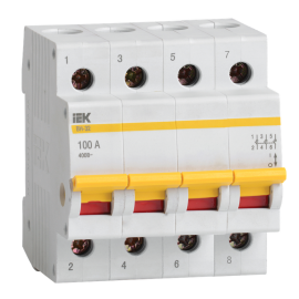 Выключатель нагрузки (мини-рубильник) ВН-32 4Р 100А, IEK MNV10-4-100