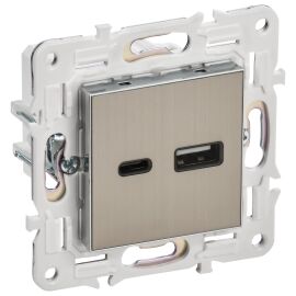 SKANDY Розетка USB A+C 18Вт SK-R13N металл никель IEK