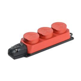 Розетка 3-местная с з/к, IP44, красная, IEK PKR61-016-2-K04