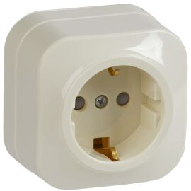 GLORY Розетка 1-местная для открытой установки с заземлением с защитными шторками 16А РСш20-3-ХК кре