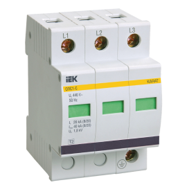 Ограничитель импульсных перенапряжений ОПС1-C 3P In=20kA Un=400B Im=40kA, IEK MOP20-3-C